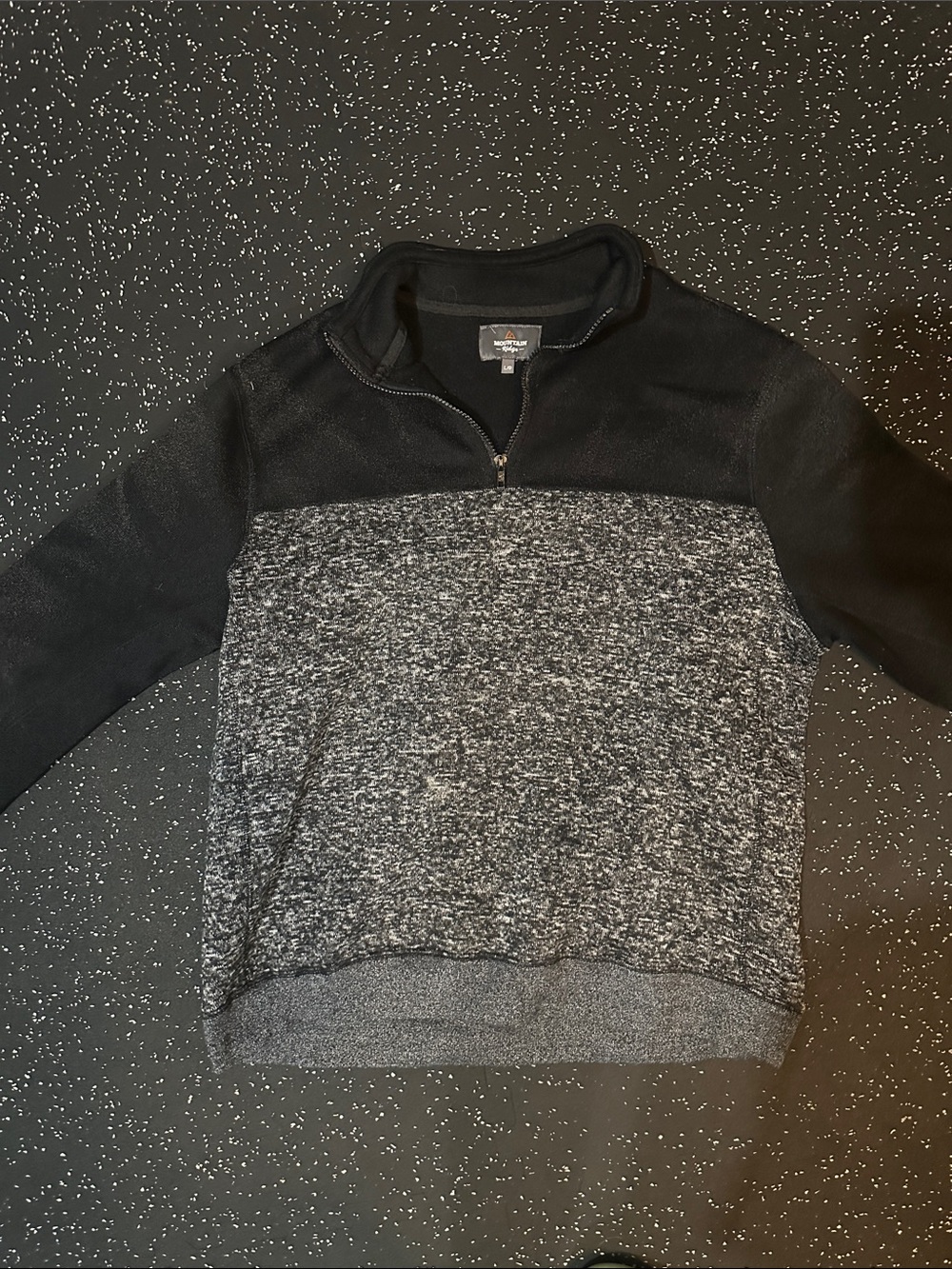 Men's Black and Gray Quarter-Zip Sweater